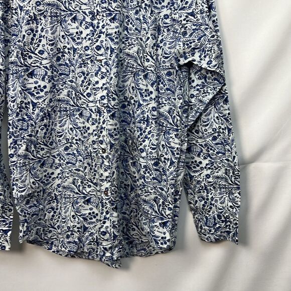 RAGA Man Blue and White Floral long sleeve button up shirt NWT size Medium - Picture 5 of 13